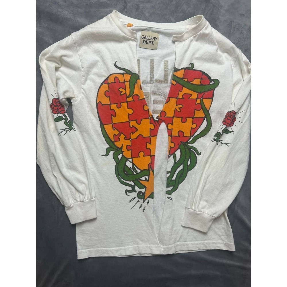 Gallery Dept Long Sleeve T-Shirt Puzzle Heart Size XS Deconstructed
